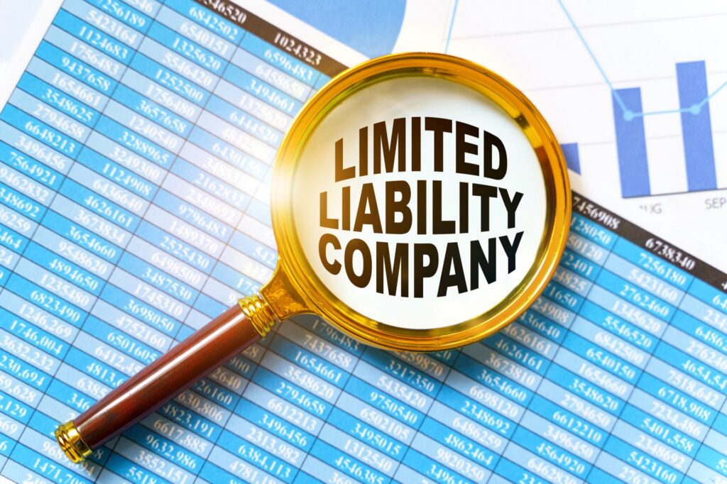 Magnifying glass that says Limited Liability Company
